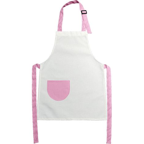 Pink Color 4736CM Cute Pocket Adjustable Children Apron Cotton Hemp Children Drawing Play Apron (1/5)