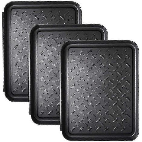 Lot de 3 plateaux à chaussures robustes, plateaux de rangement, tapis pour gamelles de chien ou de chat, protègent vos sols de la boue, 34,8 x 27,4 cm (13,7 x 10,8 pouces). (1/5)