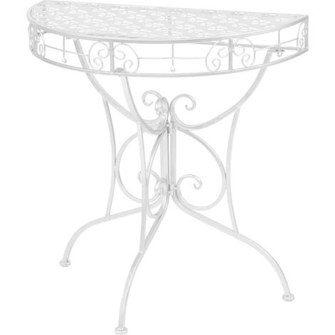 Table d'appoint et bout de canapé - Table Café Vintage Demi-ronde Métal 72x36x74 cm Argenté BV912657 - BonneVie (1/5)