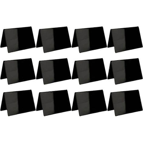 Mini-tableaux noirs en acrylique pour étiquettes alimentaires, petits marque-places noirs lisses pour mariages, lot de 12. (1/5)