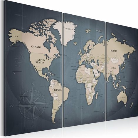 Tableau monde anthracite - 120 x 80 cm (1/4)