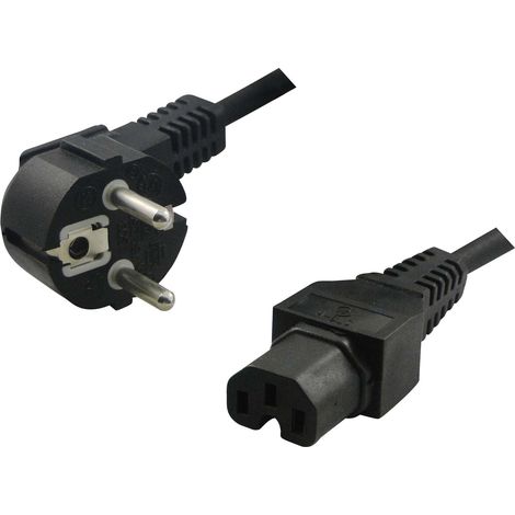 LogiLink Strom Anschlusskabel [1x Schutzkontakt-Winkelstecker - 1x Kaltgeräte-Buchse C15] 2.00 m Sch (1/2)