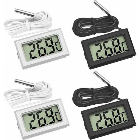 Mini Digital LCD Thermomètre Température avec Sonde de Température Capteur Testeur (2X Noir 2X Blanc) (1/5)