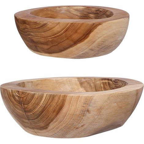 Portafrutta JEPARA 2 pz Marrone Teak Legno di teak solido vidaXL (1/5)