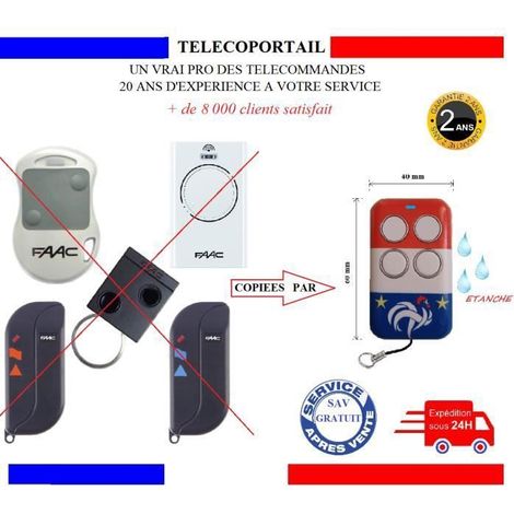 TELECOMMANDE COPIEUSE FAAC XT2 XT4 TML2 TML4 T2 T4 DL2 DL4 433Mhz OU 868Mhz - TELECOMMANDE MULTIFREQUENCE DE PORTAIL COULEUR FRANCE (1/4)