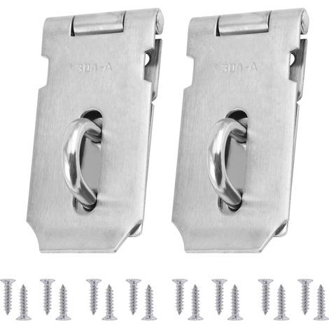 Serratura robusta per porte in due parti con hasp e staffa, chiavistelli in acciaio inox, serratura con 16 viti, 10 cm (4 pollici) (1/5)