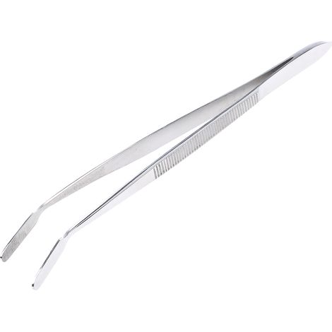 Brucelles RS PRO pointe Fin bec plat dentelé en en inox, L. 150 mm ( Prix pour 1 )