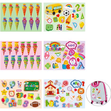 Sticker Enfant - Lot De 6 Autocollants Éducatifs ABC Chiffres Et Cone Sucrée - Pour Album Sticker Et Activités Pédagogiques - 1 Lot (1/5)