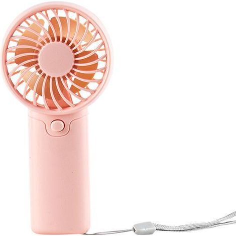 Ventilador portátil, funciona con pilas AAA, velocidad 1, apto para uso en interiores y exteriores. Pilas no incluidas (rosa). (1/5)