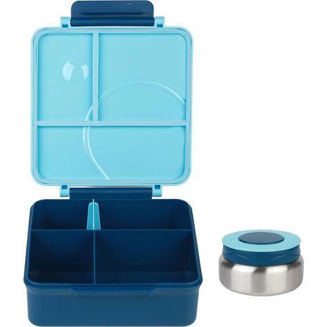 Lunchbox aus Edelstahl, auslaufsicher, mit Lebensmittelinhalt, Bento, 4 Fächer, für Büroarbeit, sichere, wiederverwendbare Lunchbehälter (1/5)