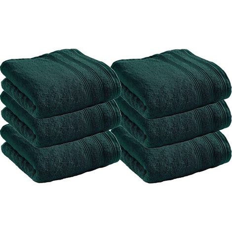 Serviette de toilette éponge - COTON PUR - Spa Emeraude - Lot de 6 - 50 x 100 cm - 400 g/m² (1/4)