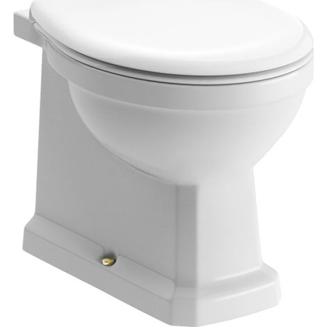 Signature Aphrodite Comfort Height Back to Wall Toilet - Soft Close Seat with Brushed Brass Hinges