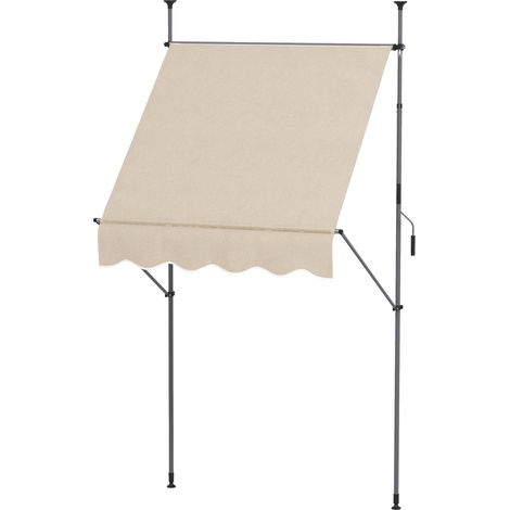 Store extérieur autoportant à enroulement manuel, 1,5 m L x 1,2 m l x 2,1–3 m H, inclinaison réglable, métal, aluminium, polyester, couleur sable