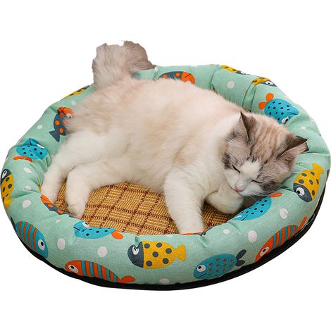 Tapis Rafraîchissant Pour Chat - Tapis En Rotin Naturel Rond - Usage Intérieur Et Extérieur - Disponible En Taille S M L (1/5)
