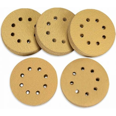 Lot de 100 Disques Abrasifs, 125 mm avec Crochet Et Boucle 60 80 120 150 220 Grains 8 Trous Assortis pour Ponceuse Orbitale Aléatoire (1/5)