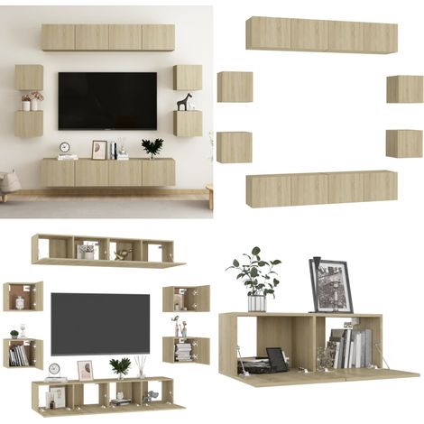8-tlg. TV-Schrank-Set Sonoma-Eiche Holzwerkstoff - Fernsehschrank - Holzwerkstoff (1/5)