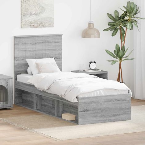 Bettrahmen Graues Sonoma 75 x 190 cm Massives Kiefernholz (1/5)