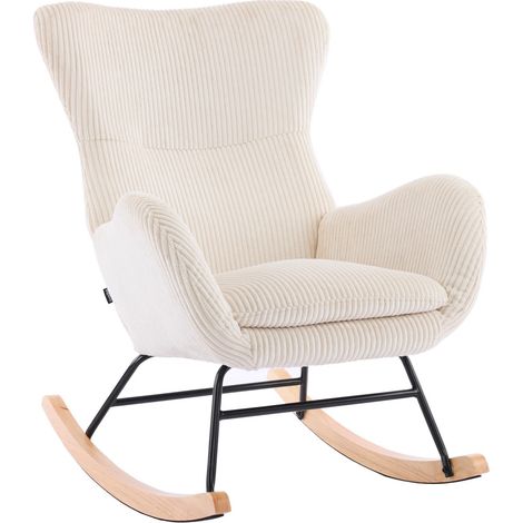 Rocking-chair en velours côtelé beige - Béa (1/5)