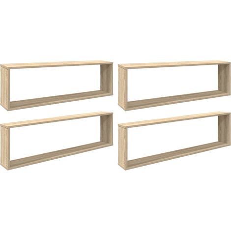 Étagères cube murales 4 pcs Étagères flottantes chêne sonoma bois d'ingénierie (1/5)