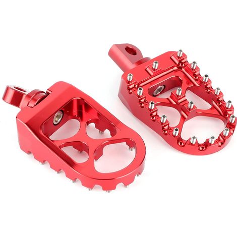 Repose-pieds à 360 Degrés, Pédale de Repose-pieds, 10mm de Diamètre, en Alliage d'aluminium, Pédale Large Adaptée (rouge) (1/4)