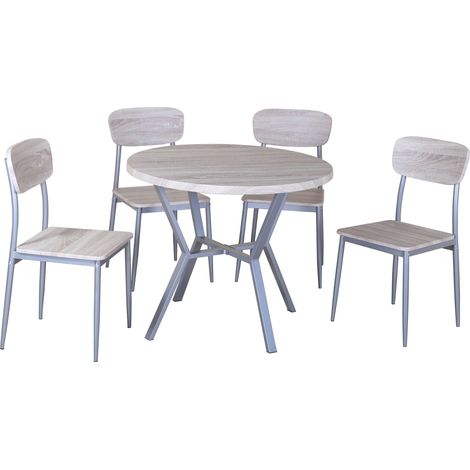 Table et chaises Rouen, 4 chaises - décor chêne de Sonoma (1/2)