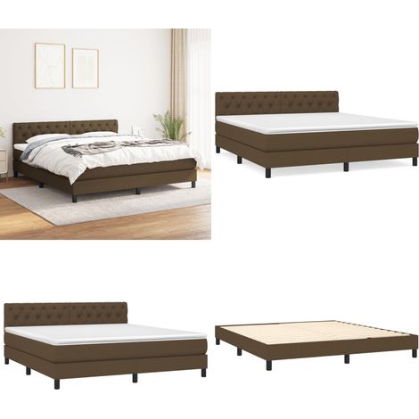 Boxspringbett mit Matratze Dunkelbraun 160x200 cm Stoff - Boxspringbett - Doppelbett - Bettenrahmen - Schlafsystem - Lattenrost - Home & Living