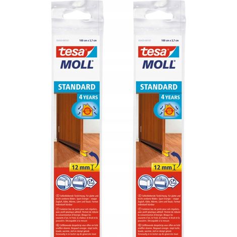 Burlete autoadhesivo con cepillo TESA para puertas, color marrón, 1 m x 37 mm x 2 unidades.