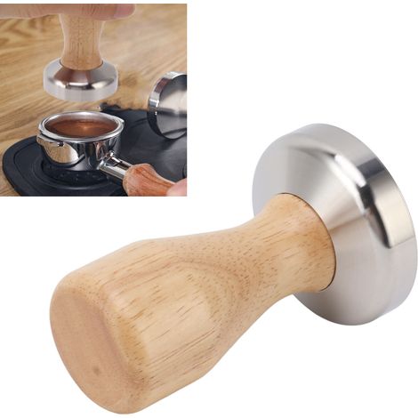 Tasseur à café, marteau tasseur en acier inoxydable 304, tasseur à café en bois massif, 58 mm. (1/5)