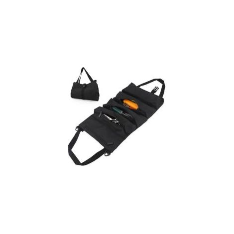 Sac à Outils Roulante, Sacs Porte Outils avec 5 Poches Zippées, Sac à Outils Portable Oxford Robuste, Outil Auto Organizer Tool pour Electricien Plombier ou Mécanicien - Noir (1/5)