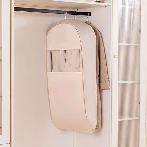 Housse de protection pour sac de compression de vêtements, format moyen blanc crème, housse anti-poussière et anti-humidité, organisateur de penderie pour vestes, chemises et tenues (1/5)