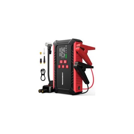 Booster Batterie Voiture 6000A,Demarreur Batterie Voiture,12V Démarreur de Voiture(8.0L Diesel/10.0L Gaz),Jump Starter Portable avec Compresseur Voiture, lumière LED,Pince Intelligente avec Écran (1/5)