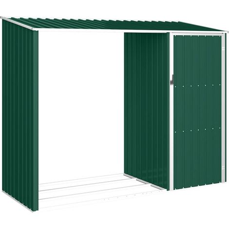 Cobertizo jardín de leña acero galvanizado verde 245x98x159 cm vidaXL