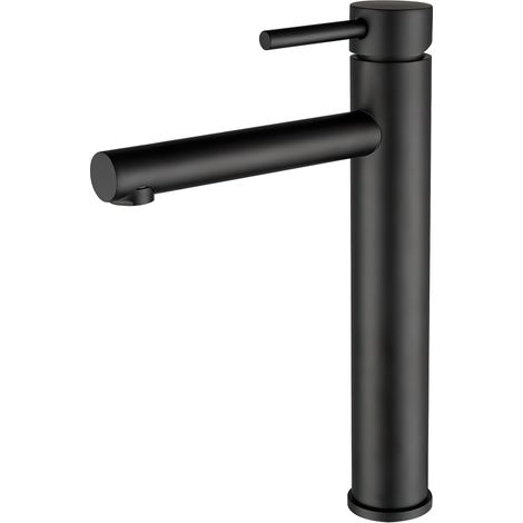VALAZ Grifo de lavabo alto pica monomando redondo caño recto negro serie Palancia (1/2)