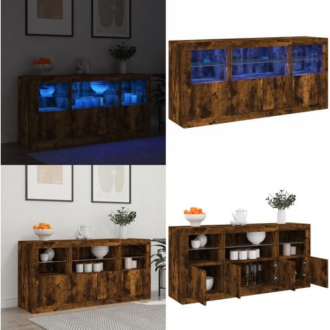 Sideboard mit LED-Leuchten Räuchereiche 142,5x37x67 cm - Sideboard - Holz (1/5)