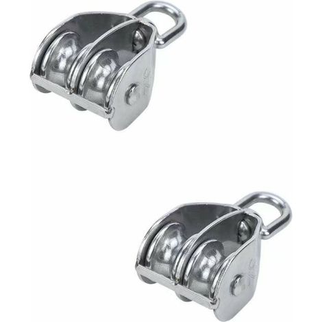 2Pcs Double Poulie Bloc M20 Poulie Fixe En Acier Inoxydable Double Roue De Levage Poulie pour Câble (1/5)