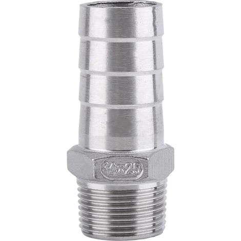 Raccord de tuyau, adaptateur, raccord fileté mâle en acier inoxydable SS304, raccord BSP, tuyau cannelé, connecteurs de pièces (3/4'' x 25 mm) (1/4)