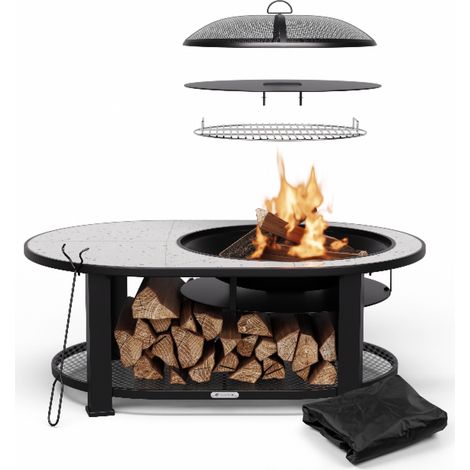 Blumfeldt Merano Circolo 3-en-1 cuenco de fuego con función de parrilla se puede utilizar como una mesa 122 x 87 cm (1/5)