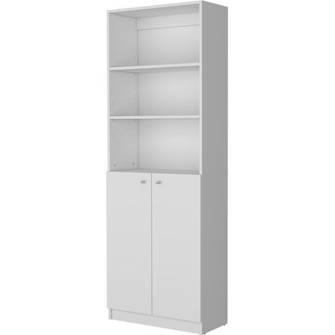 Libreria dritta in melaminico Home con 2 ante e 3 ripiani (1/4)