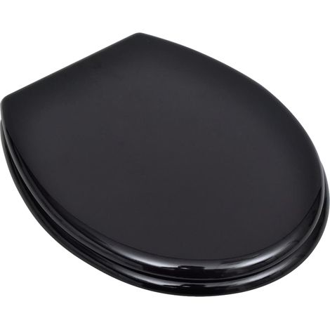 Sièges de toilette avec couvercles 2 pcs MDF Noir CFW43906 (1/5)
