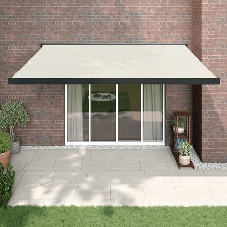Auvent rétractable Marquise Store Banne Auvent de jardin crème 4,5x3 m tissu et aluminium 24203 (1/5)