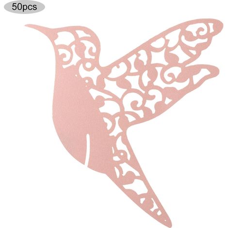 50pcs Petits oiseaux Forme Mariage Vide Cartes Nom Place Pour Verre Vin Décoration Table (Rose) (1/5)