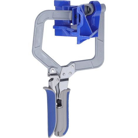 Étau d'angle 90° pour menuiserie avec poignée en caoutchouc, ajustable et durable pour perçage et poinçonnage (1/5)