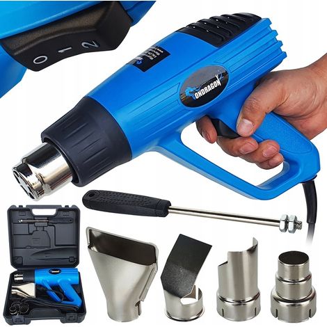 Pistolet thermique électrique 2000 W, 2 vitesses, 4 embouts, mallette de transport