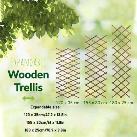 NALOOKAMIC  Focket Clôture en Treillis, étendue à 120 x 35cm, 155 x 30cm, 180 x 25cm, Mur en Treillis en Bois, Treillis Extensible en pin pour Plantes grimpantes, vignes et Fleurs pour la pièce A
