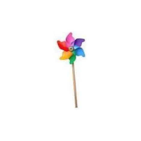 Moulin À Vent - 11 cm - Plastique Et Tige En Bois - Pour Extérieur Et Jardin - 1 Pièce