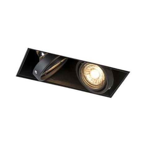 QAZQA + Moderno Foco empotrado inteligente negro con 2 GU10 Wifi sin marco - Oneon 2 Acero Rectangular Adecuado para LED Max. 2 x 5 Watt