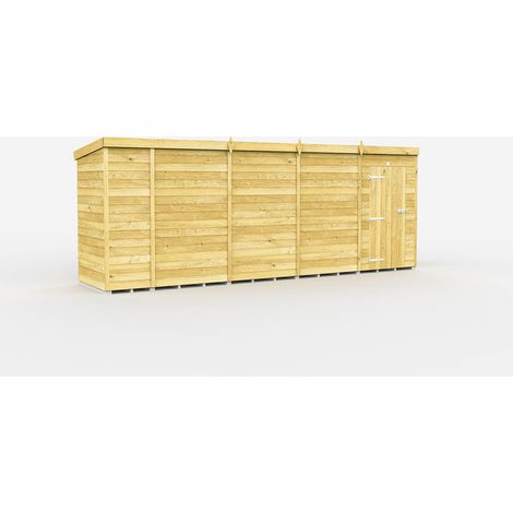 17 x 4 Feet Pent Shed - Single Door Without Windows - Wood - L118 x W492 x H201 cm
