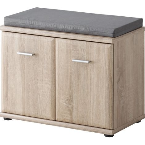 Banc de rangement avec coussin "Armario" - Beige/Gris - L 60 x H 53 x P 32 cm - Livraison gratuite (1/3)
