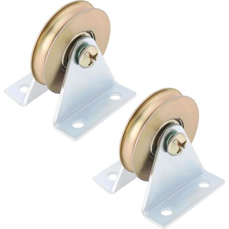 38mm L Groove Cable Pulley 2 Pack Wall Mount Steel Wheel Bearing 100kg Load Capacity (1/5)