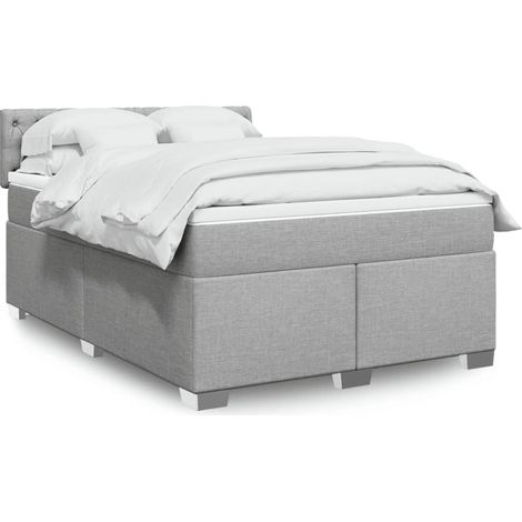 Boxspringbett mit Matratze Hellgrau 140x200 cm Stoff